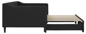 Sofa rozsuwana, czarna, 90x190 cm, tkanina