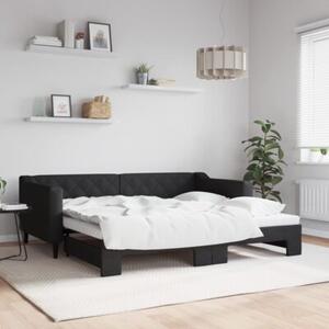 Sofa rozsuwana, czarna, 90x190 cm, tkanina