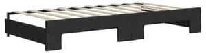 Sofa rozsuwana, czarna, 90x190 cm, tkanina