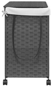 Kosz na pranie z kółkami, szary, 60x35x60,5 cm, rattan