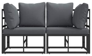 Nowoczesny zestaw mebli ogrodowych z metalowej ramy - czarny/antracytowy, 2 x sofa narożna