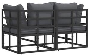 Nowoczesny zestaw mebli ogrodowych z metalowej ramy - czarny/antracytowy, 2 x sofa narożna