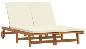 Leżak 2-osoba brązowy 63 x 199 x 85 cm lite drewno akacji