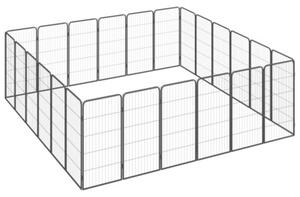 Kojec dla psa, 24 paneli, czarny, 50x100 cm, stal