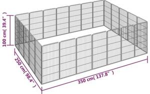 Kojec dla psa, 24 paneli, czarny, 50x100 cm, stal