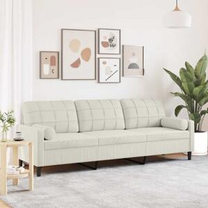 Sofa 3-osobowa z poduszkami, kremowa, 210 cm, aksamit