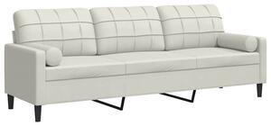 Sofa 3-osobowa z poduszkami, kremowa, 210 cm, aksamit
