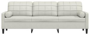 Sofa 3-osobowa z poduszkami, kremowa, 210 cm, aksamit