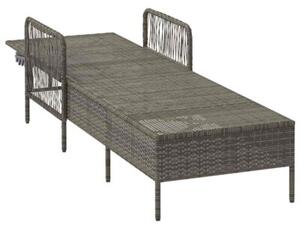 Leżak z poduszką szary i granatowy 55 x 200 x 92 cm polirattan