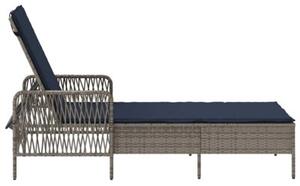 Leżak z poduszką szary i granatowy 55 x 200 x 92 cm polirattan