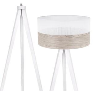 Lampa podłogowa trójnóg biały Light Home LH Wood 1xE27 45cm abażur walec biały/fornir F01