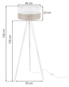 Lampa podłogowa trójnóg biały Light Home LH Wood 1xE27 45cm abażur walec biały/fornir F01