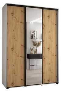 Szafa przesuwna wysoka Davos 3 170, gł. 60 cm biały + artisan + czarny