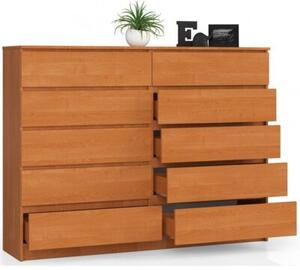 Komoda do sypialni, 10 szuflad, STILO, 160x40x121 cm, olcha, mat | TYLETEGOTU