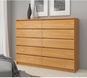 Komoda do sypialni, 10 szuflad, STILO, 160x40x121 cm, olcha, mat | TYLETEGOTU