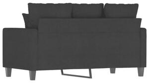 Sofa 2-osobowa, czarna, 120 cm, tapicerowana tkaninÄ