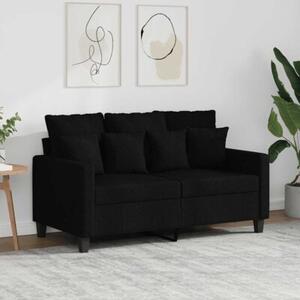 Sofa 2-osobowa, czarna, 120 cm, tapicerowana tkaninÄ