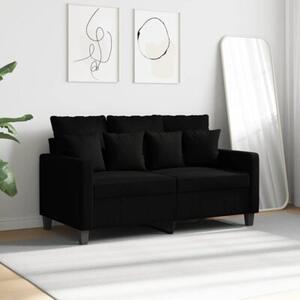 Sofa 2-osobowa, czarna, 120 cm, tapicerowana tkaninÄ