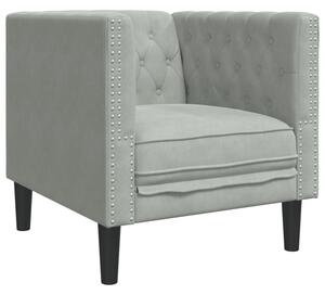 Fotel chesterfield, jasnoszary, tapicerowany aksamitem