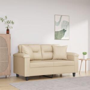 Sofa 2-osobowa z poduszkami, kremowa, 120 cm, mikrofibra