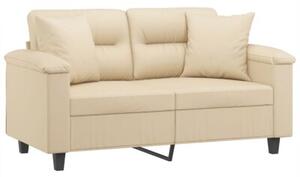 Sofa 2-osobowa z poduszkami, kremowa, 120 cm, mikrofibra
