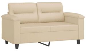 Sofa 2-osobowa z poduszkami, kremowa, 120 cm, mikrofibra