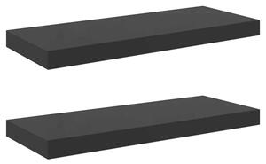 Półki ścienne 2 szt., wysoki połysk, czarne, 60x23,5x3,8 cm mdf