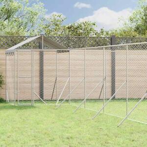 Kojec dla psa, z dachem, srebrny,12x12x2,5m, stal galwanizowana