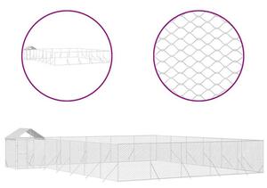 Kojec dla psa, z dachem, srebrny,12x12x2,5m, stal galwanizowana