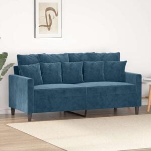 Sofa 2-osobowa, niebieski, 140 cm, tapicerowana aksamitem
