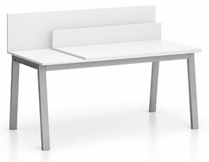 Biurko SINGLE LAYERS, blat przesuwny, z przegrodami, biały