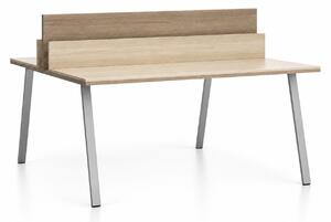 Biurko DOUBLE LAYERS, z przegrodami, dąb naturalny/dąb bejcowany