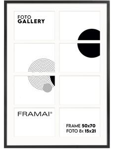 Ramka na zdjęcia 8 zdjęć 15x21 cm rama czarna foto galeria 50x70 cm FRAMAI®