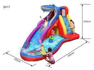 Dmuchany zamek REKIN 2w1 wodny trampolina HappyHop długi ślizg XL
