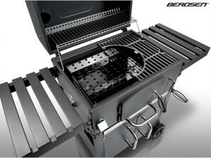 Grill węglowy ogrodowy Berdsen BD-893 komin żeliwny ruszt z pokrywą popielnik + termometr