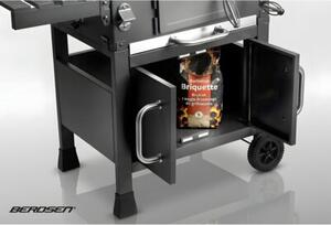 Grill węglowy ogrodowy Berdsen BD-893 komin żeliwny ruszt z pokrywą popielnik + termometr