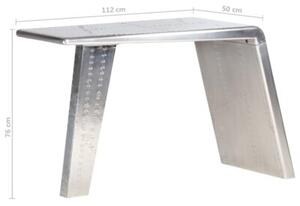 Biurko aviator, srebrne, 112 x 50 x 76 cm, metalowe