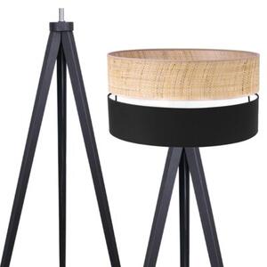 Lampa podłogowa trójnóg czarny Light Home LH Rattan Duo 1xE27 45cm abażur walec czarny/beżowy