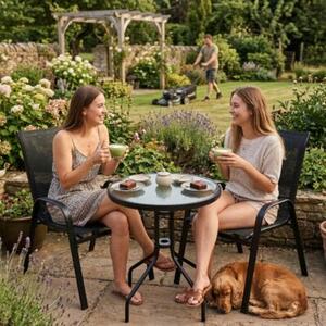 Zestaw Mebli Tarasowych Czarne Balkon Krzesła Stolik FUNFIT GARDEN