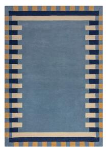 Niebieski wełniany dywan tkany ręcznie 200x290 cm Kai Wool Border – Flair Rugs