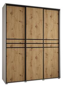 Szafa przesuwna wysoka Davos 10 190, gł. 60 cm biały + artisan + czarny