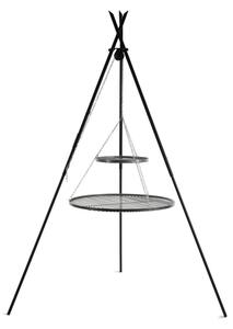 Grill COOK KING Tipi na trójnogu 210 cm - 2 ruszty stal naturalna 70 cm + 40 cm