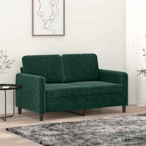Sofa 2-osobowa, ciemnozielona, 120 cm, tapicerowana aksamitem