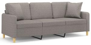 Sofa 3-osobowa z poduszkami, kolor taupe, 180 cm, tkanina