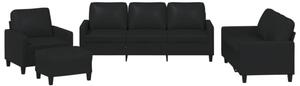Sofa 4-osobowa z poduszkami, czarna, sztuczna skÃ³ra
