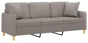 Sofa 3-osobowa z poduszkami, kolor taupe, 180 cm, tkanina
