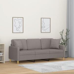 Sofa 3-osobowa z poduszkami, kolor taupe, 180 cm, tkanina