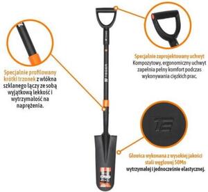 Szpadel drenarski na trzonku z włókna szklanego (dł. 1150 mm) Teger