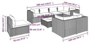 Zestaw Mebli Ogrodowych Komplet Wypoczynkowy Z Poduszkami 9-Częściowy Czarny Rattan Na Taras Balkon Ogród