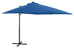 Parasol wiszący z LED i słupkiem, niebieski, 250 cm